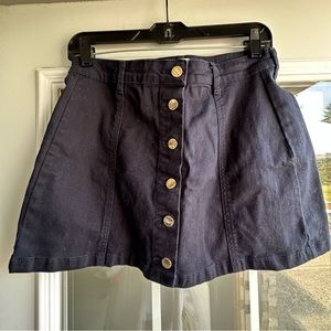 navy blue mini jean skirt